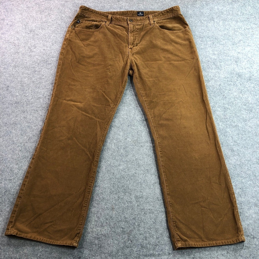 AG Adriano Goldschmied Mens Corduroy Pants 38 Brown Pima Cotton Made in USA